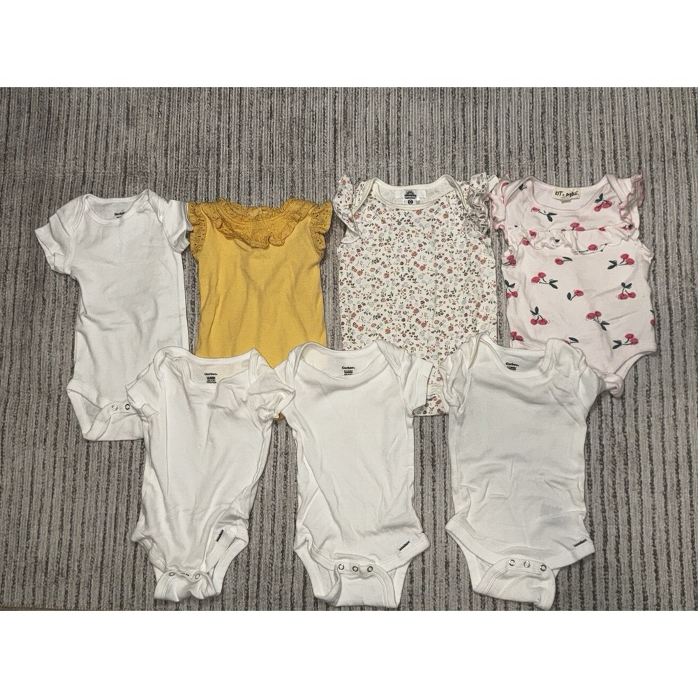 Baby Girls Bodysuit Bundle 6-9M Gerber Nicole Miller Kit + Pearl Onesies Lot‎ 7